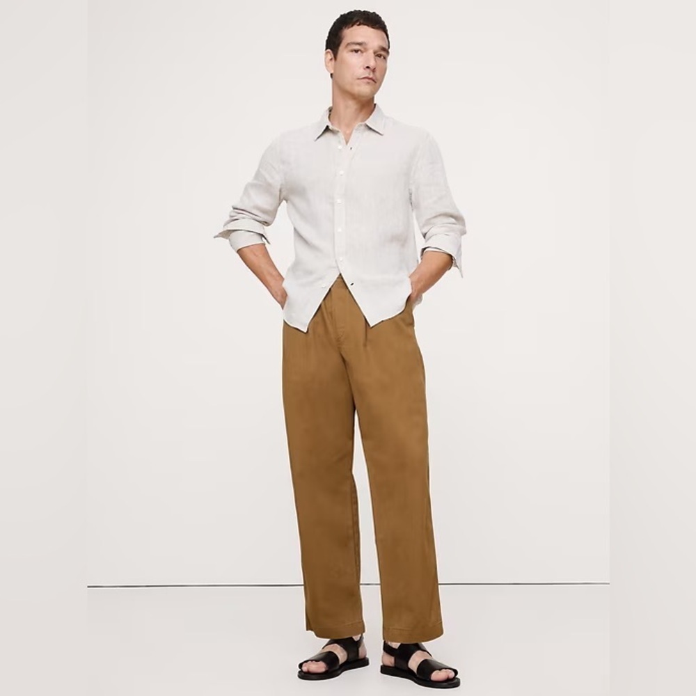NWT! Banana Republic Brown Loose Lightweight Cotton Pull-on Pant - Large 🩷